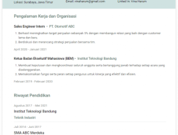 Tentang Diri Dalam Resume