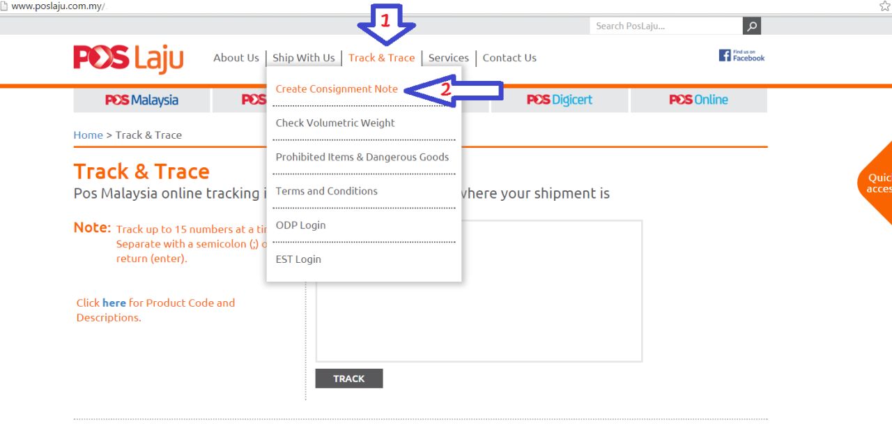 consignment note poslaju