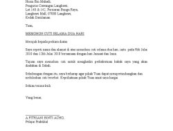 Contoh Surat Memohon Cuti Kerja