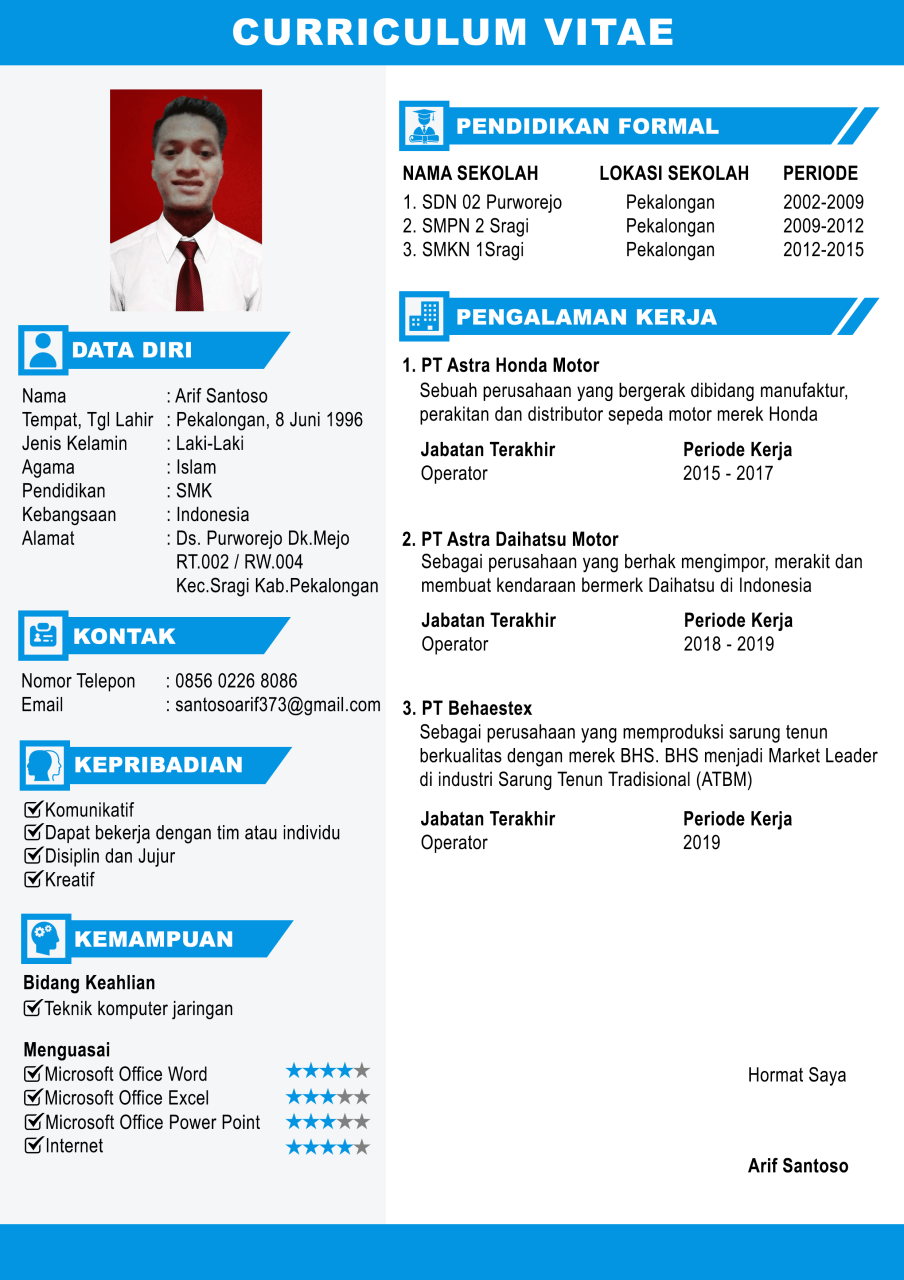 contoh cv dan resume