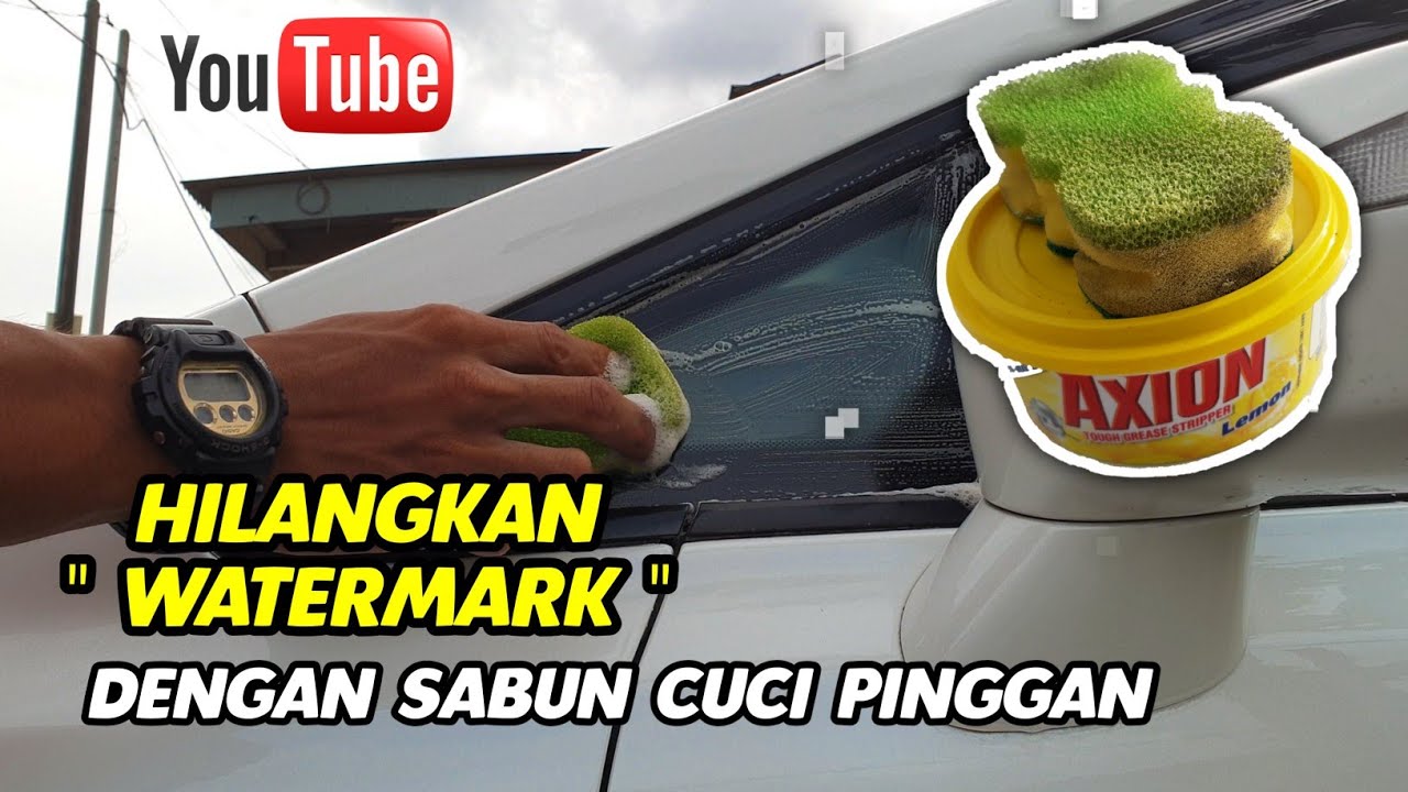 cara hilangkan watermark pada cermin kereta